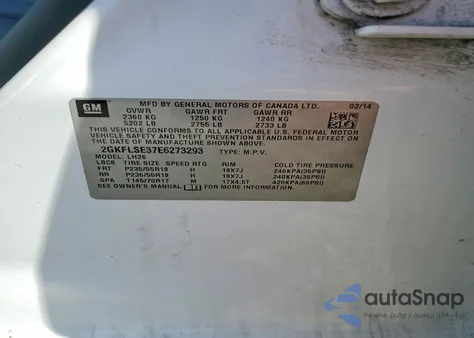 2014 GMC Terrain Slt z USA, uszkodzony, nr VIN 2GKFLSE37E6273293